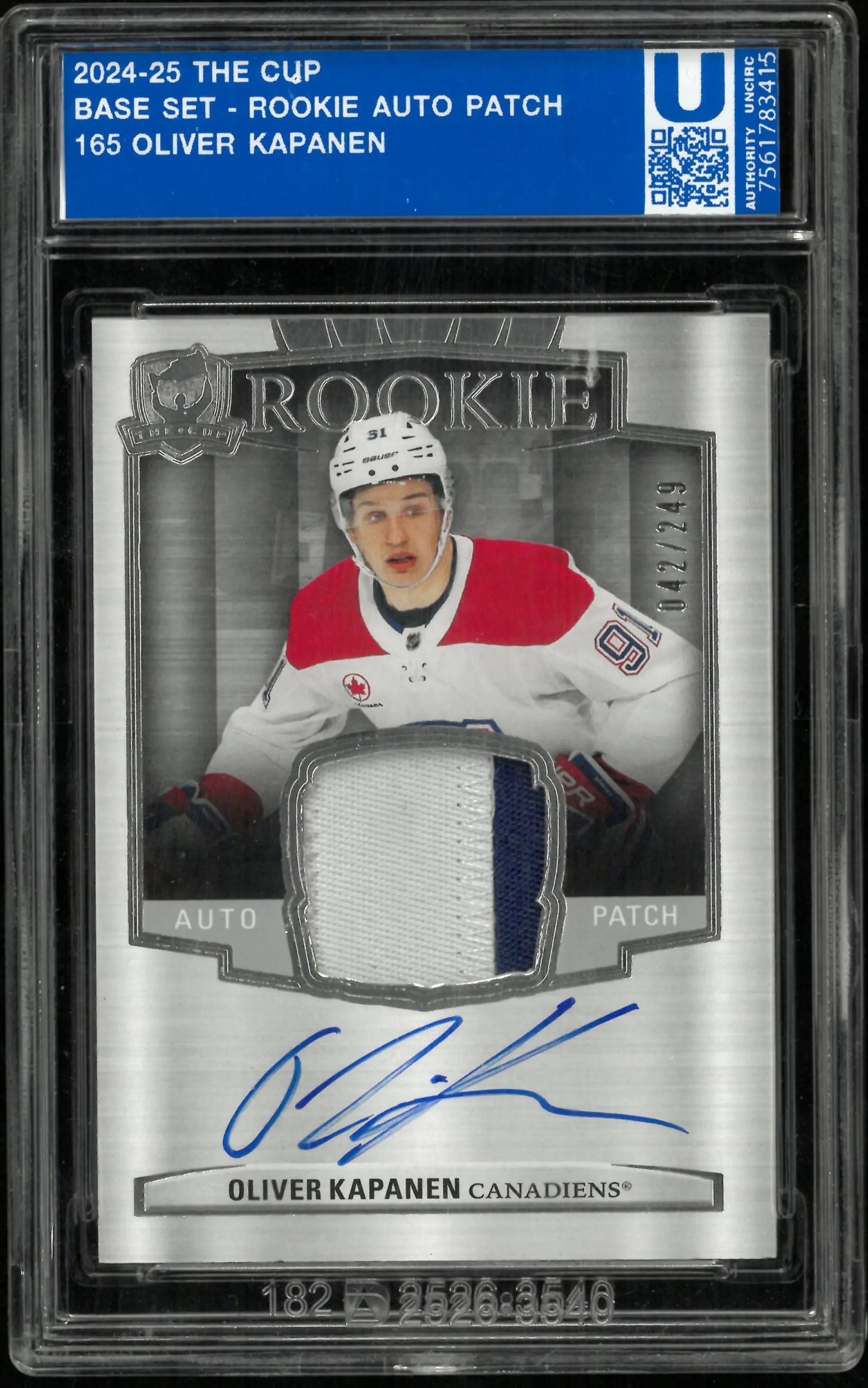 2024-25 The Cup Hockey Rookie Auto Patch Oliver Kapanen /249 