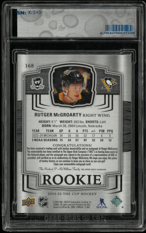 2024-25 The Cup Hockey Rookie Auto Patch Rutger McGroarty /249 