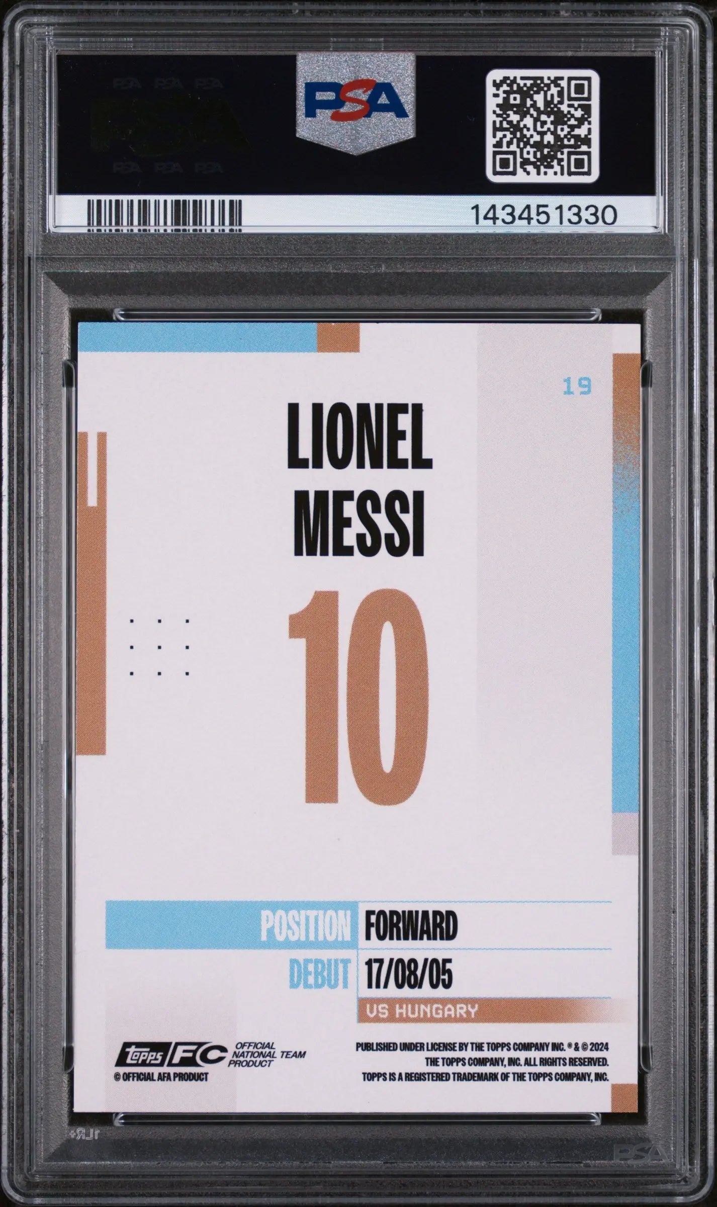 2024-25 Topps Argentina Team Set Lionel Messi Pink Tango /99 PSA 9 