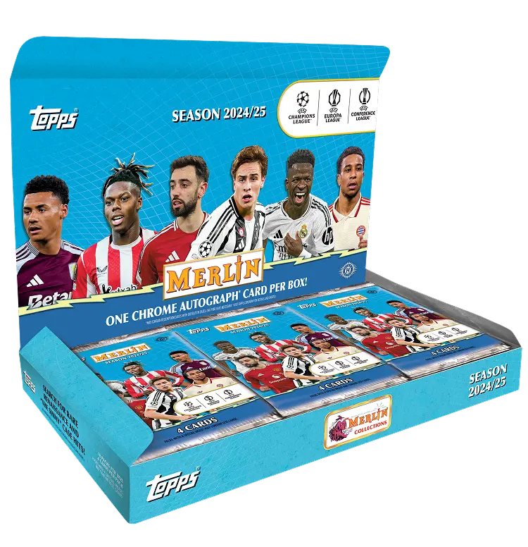 2024-25 Topps Chrome Merlin UEFA Club Competitions Soccer Delight Box 