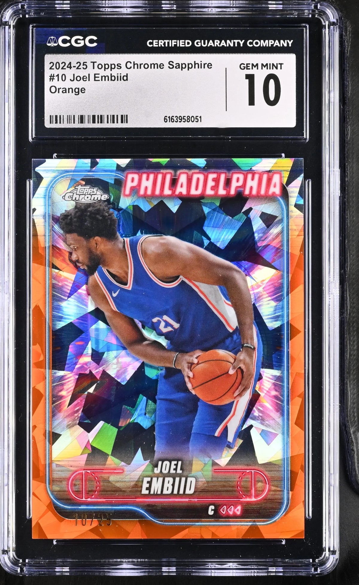 2024-25 Topps Chrome Sapphire Joel Embiid Orange /25 CGC 10 