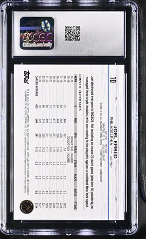 2024-25 Topps Chrome Sapphire Joel Embiid Orange /25 CGC 10 