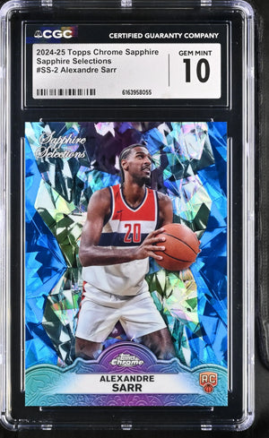 2024-25 Topps Chrome Sapphire Rookie Alexandre Sarr RC CGC 10 