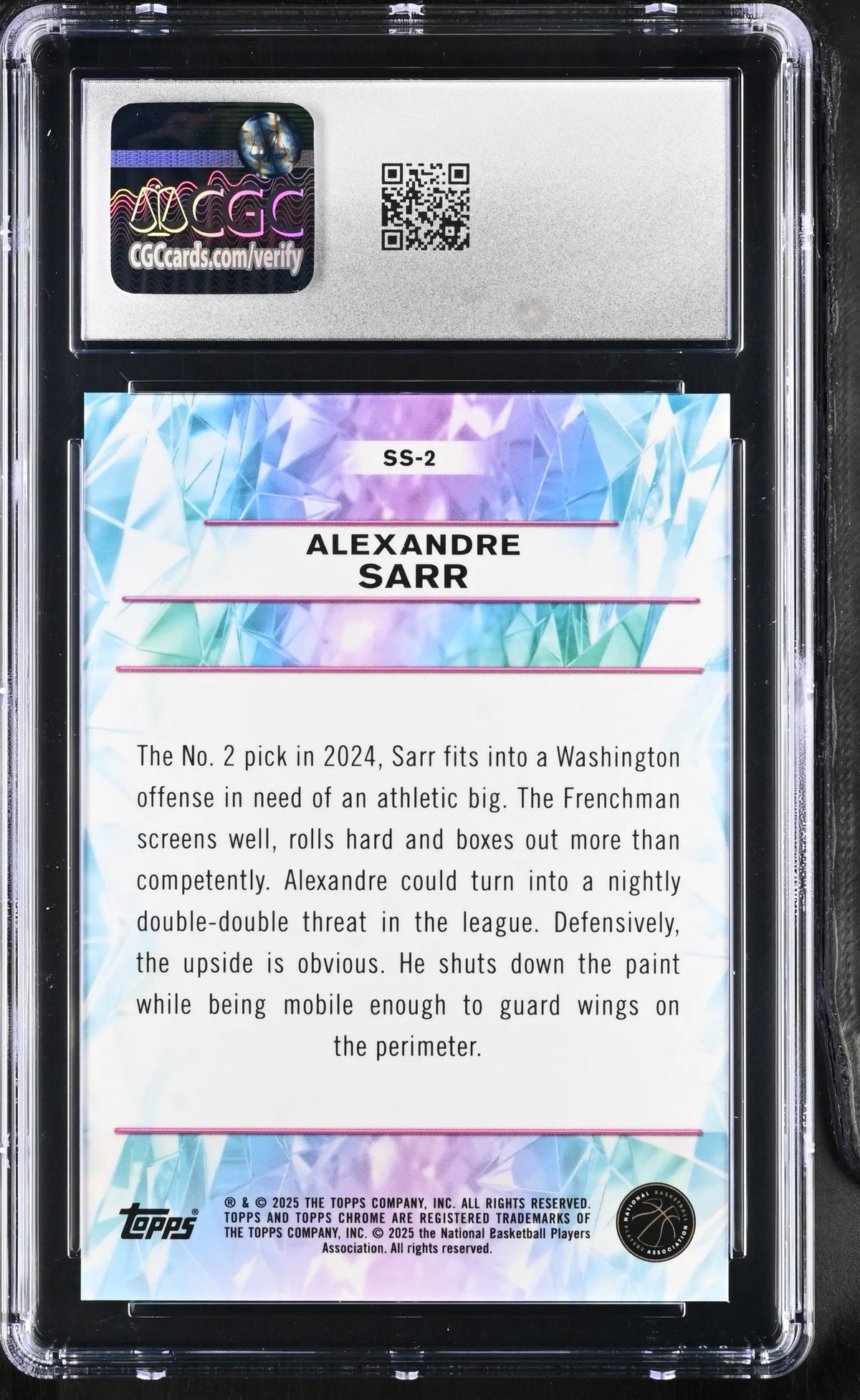 2024-25 Topps Chrome Sapphire Rookie Alexandre Sarr RC CGC 10 
