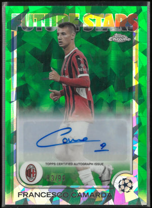 2024/25 Topps Chrome Sapphire UEFA Club Comp Future Stars Francesco Camarda Auto Green /99 