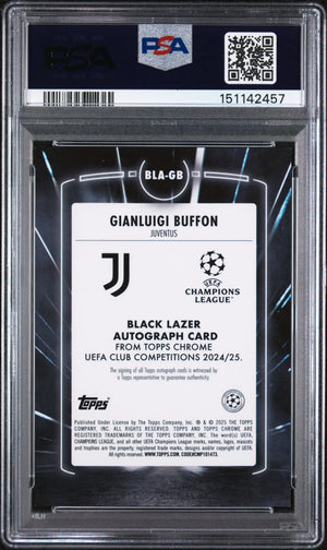2024-25 Topps Chrome UCC Black Lazer Auto Gianluigi Buffon Neon Green /99 PSA 10 