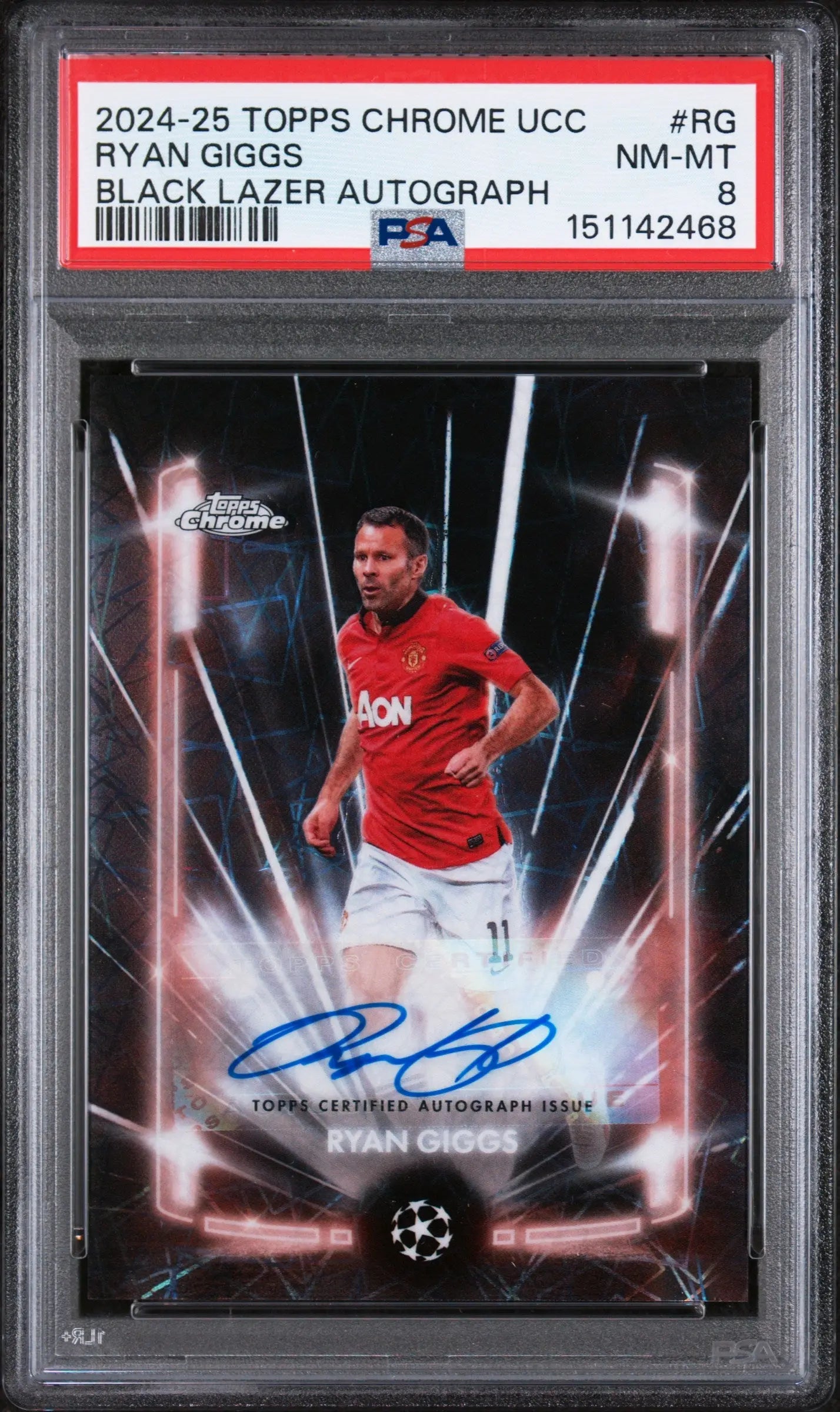 2024-25 Topps Chrome UCC Black Lazer Auto Ryan Giggs #RG PSA 8 