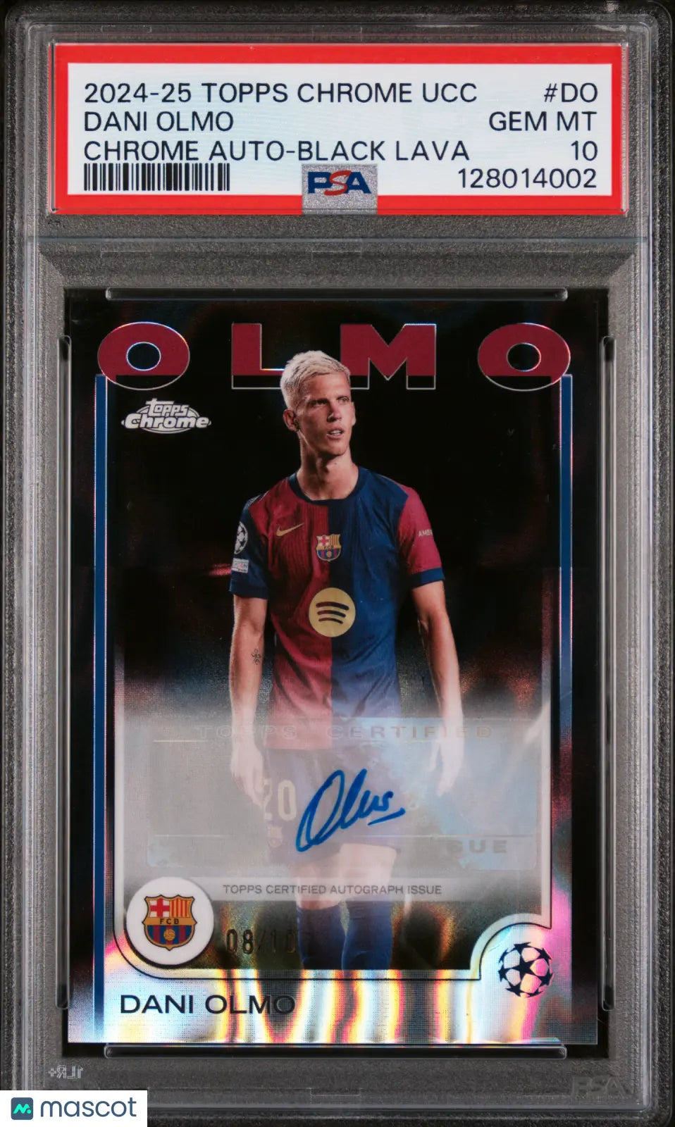 2024-25 Topps Chrome UEFA Club Comp Chrome Auto Dani Olmo  Black Lava /10 PSA 10 