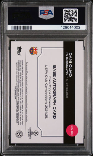 2024-25 Topps Chrome UEFA Club Comp Chrome Auto Dani Olmo  Black Lava /10 PSA 10 