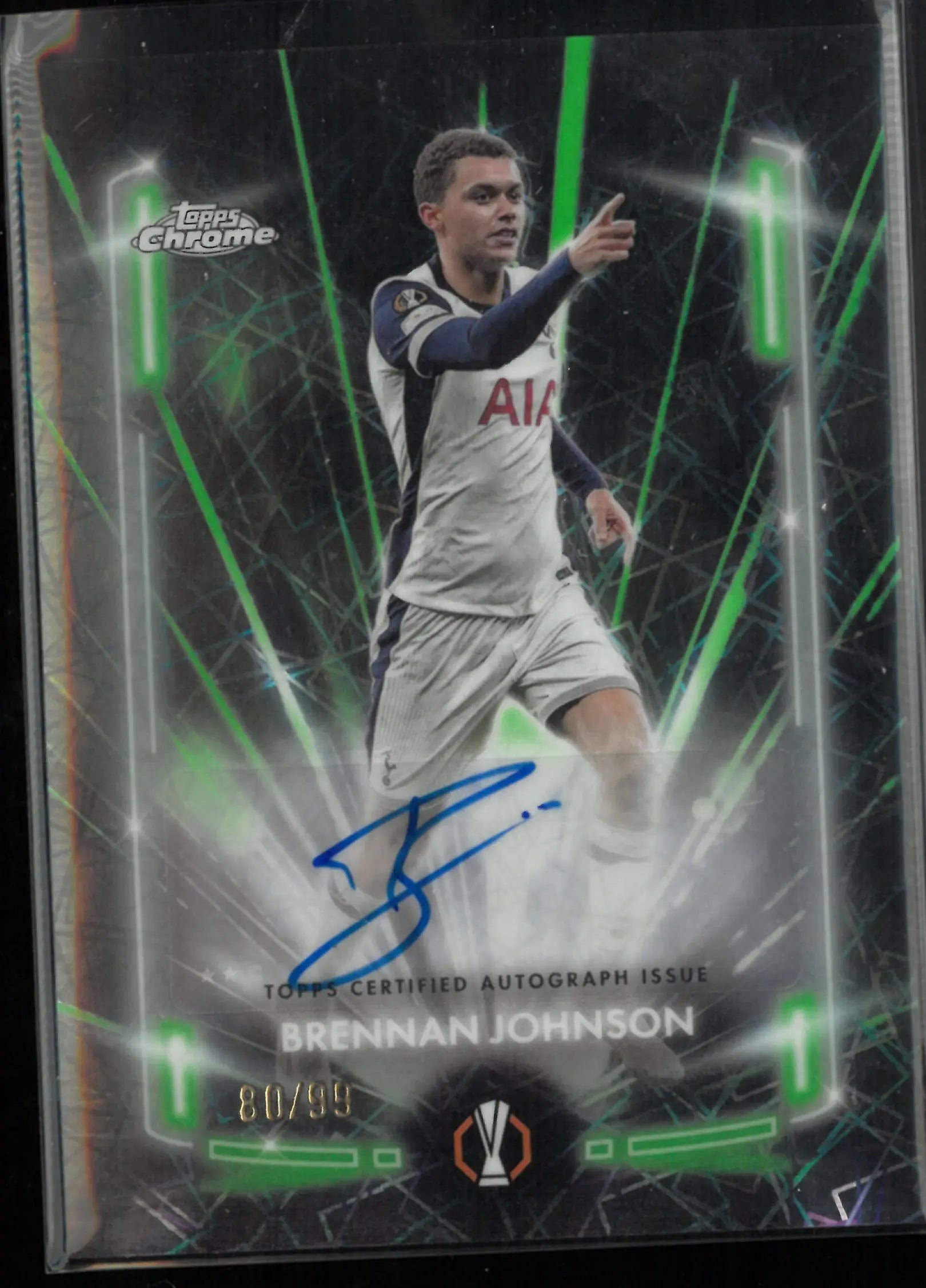 2024/25 Topps Chrome UEFA Club Competitions Black Lazer Autograph Brennan Johnson /99 