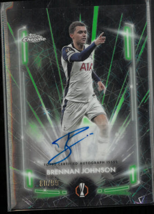 2024/25 Topps Chrome UEFA Club Competitions Black Lazer Autograph Brennan Johnson /99 