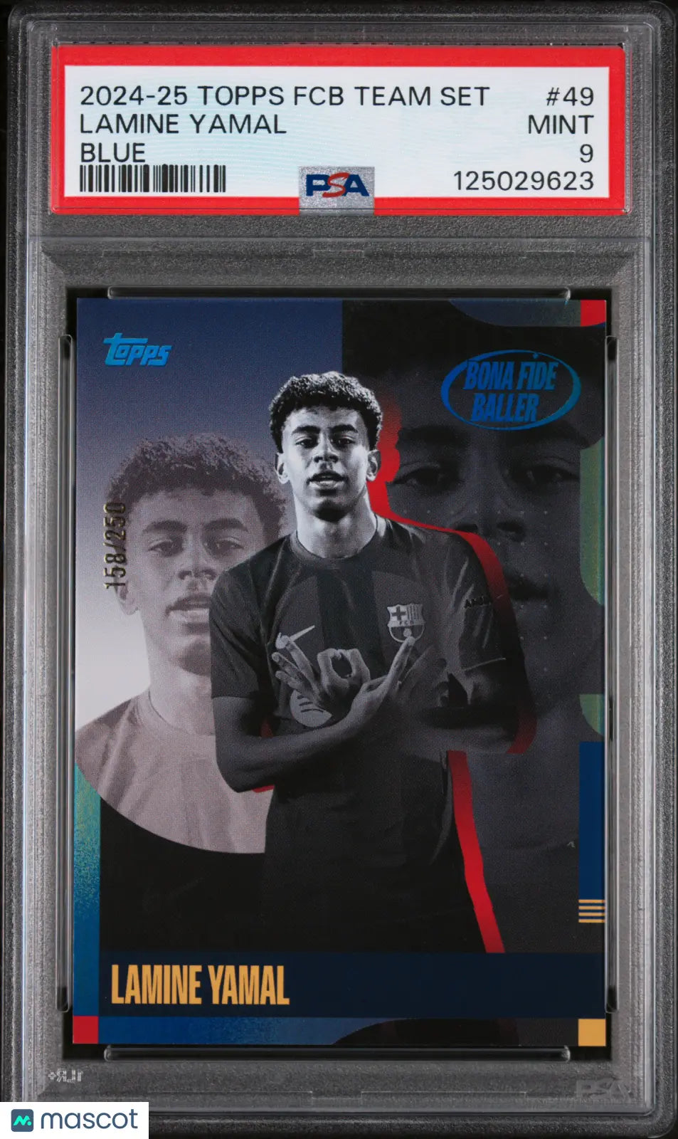 2024-25 Topps FC Barcelona Team Set Lamine Yamal #49 Blue /250 PSA 9 