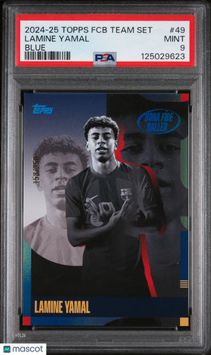 2024-25 Topps FC Barcelona Team Set Lamine Yamal #49 Blue /250 PSA 9 