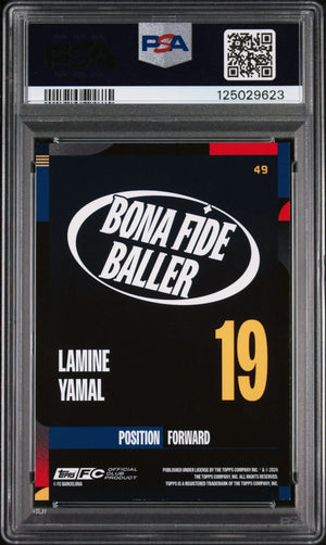 2024-25 Topps FC Barcelona Team Set Lamine Yamal #49 Blue /250 PSA 9 