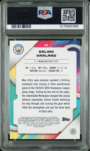 2024-25 Topps Finest UCC Erling Haaland Red Refractor PSA 10 /5 