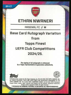 2024-25 Topps Finest UEFA CC Ethan Nwaneri RC Orange Auto Variation /25 