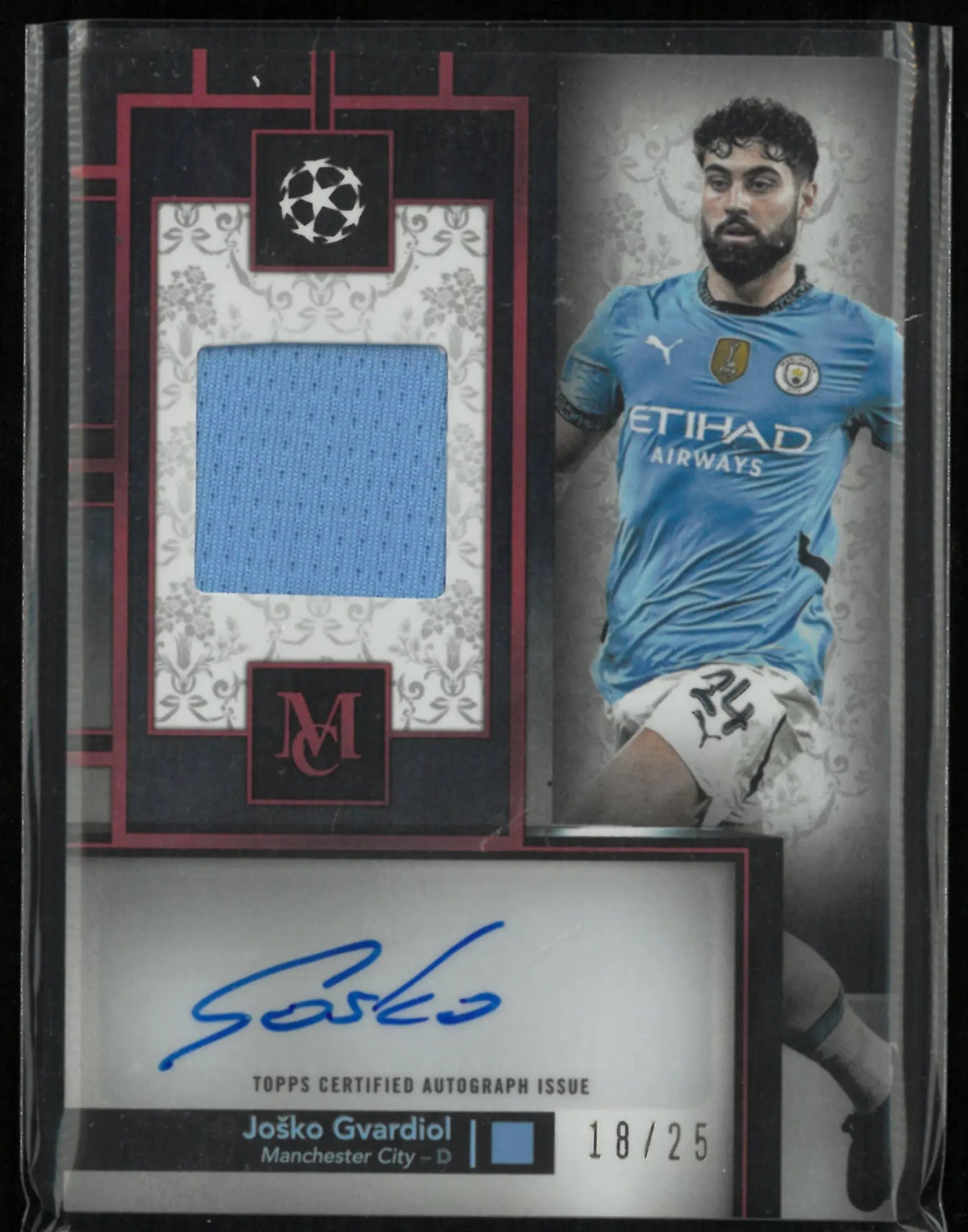 2024/25 Topps Museum Collection UEFA Club Competitions Autograph Patch Josko Gvardiol /25 
