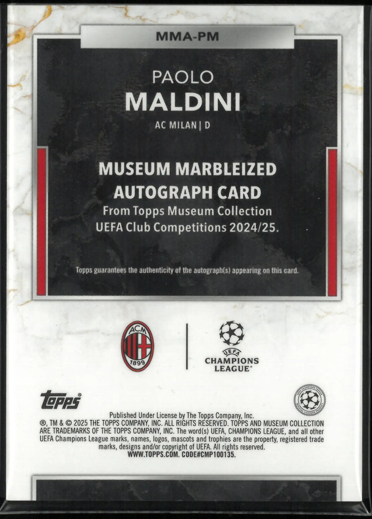2024/25 Topps Museum Collection UEFA Club Competitions Museum Marbleized Auto Paolo Maldini /25 