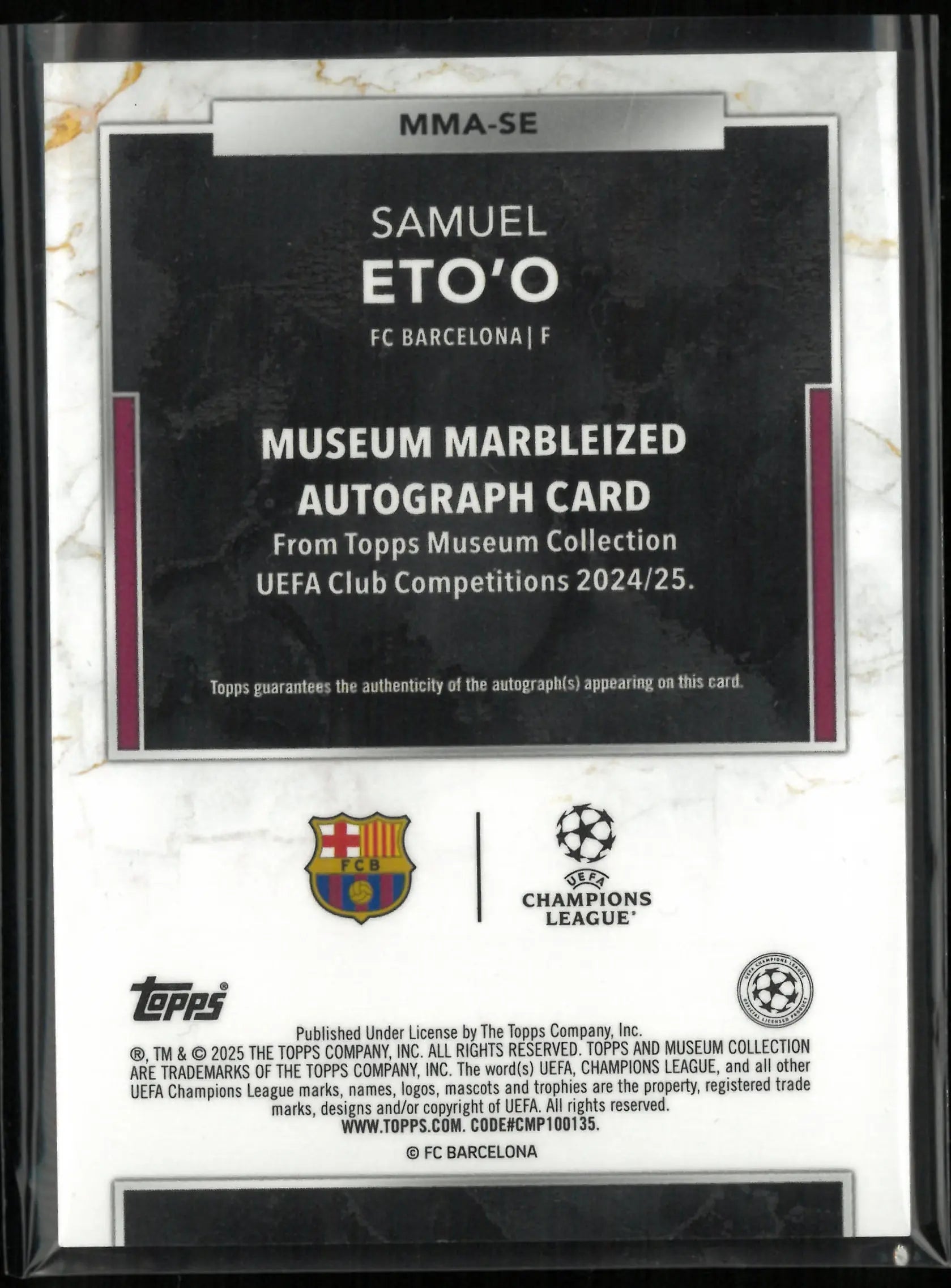 2024-25 Topps Museum UEFA Club Compeitions Marbleized Samuel Eto'o Autograph /25 