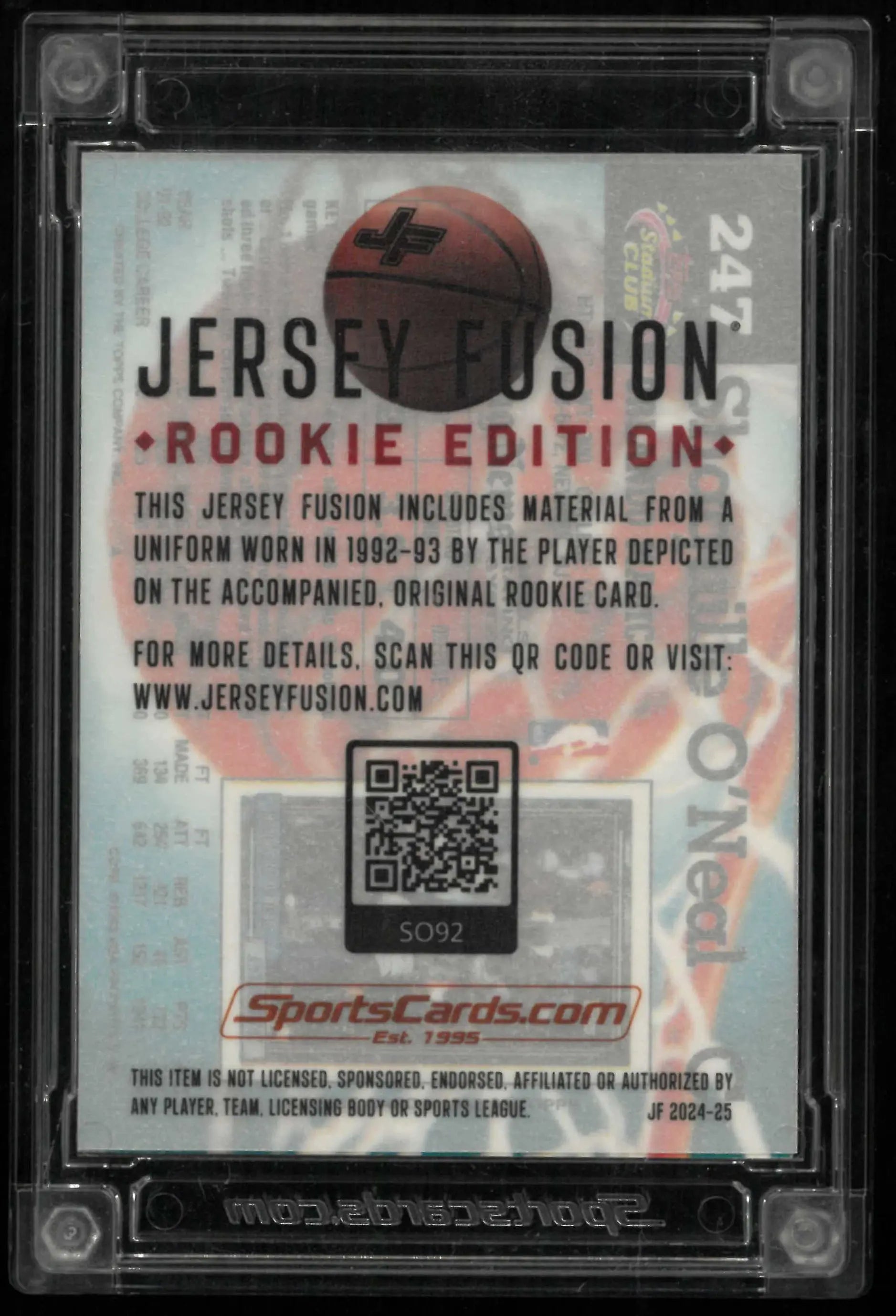 2024-25 Topps Stadium Club Jersey Fusion Rookie Edition Patch Shaquille O'Neal 