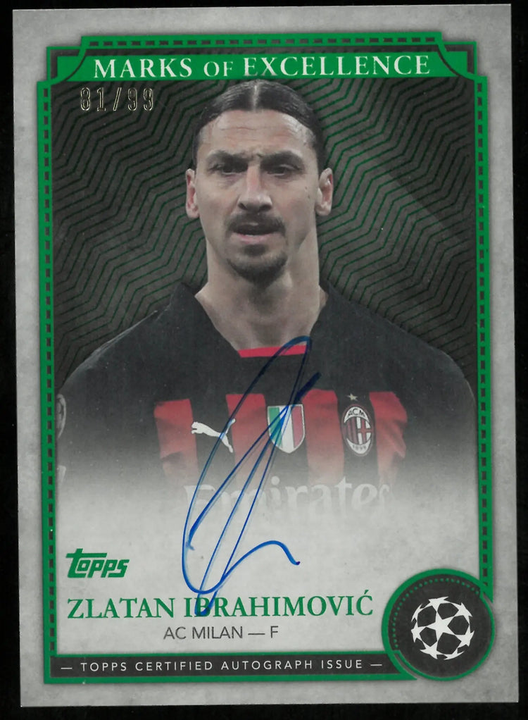 2024-25 Topps UEFA CL Zlatan Ibrahimovic Marks Of Excellence Emerald Auto /99 