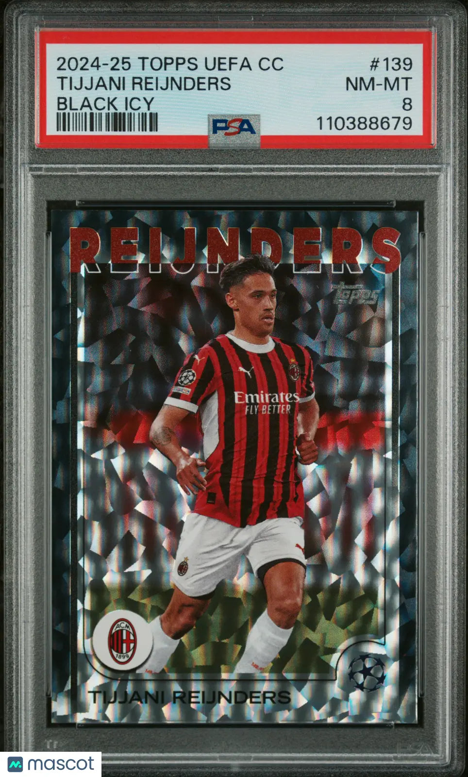 2024-25 Topps UEFA Club Competitions Black Icy Tijjani Reijnders /10 PSA 8 