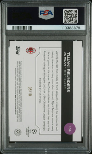 2024-25 Topps UEFA Club Competitions Black Icy Tijjani Reijnders /10 PSA 8 
