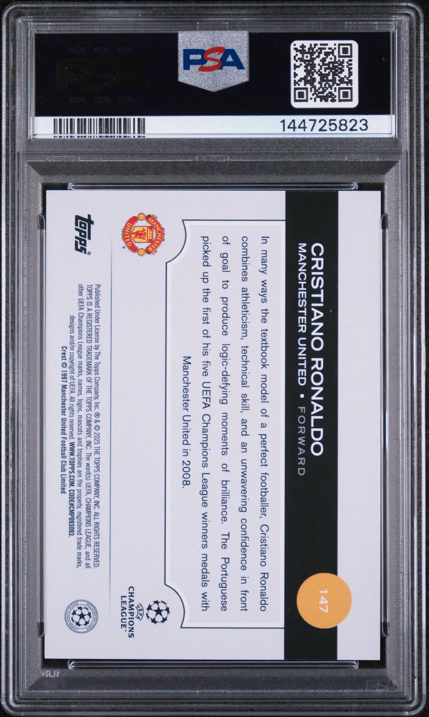 2024-25 Topps UEFA Club Competitions Cristiano Ronaldo #147 SP PSA 10 CR7 