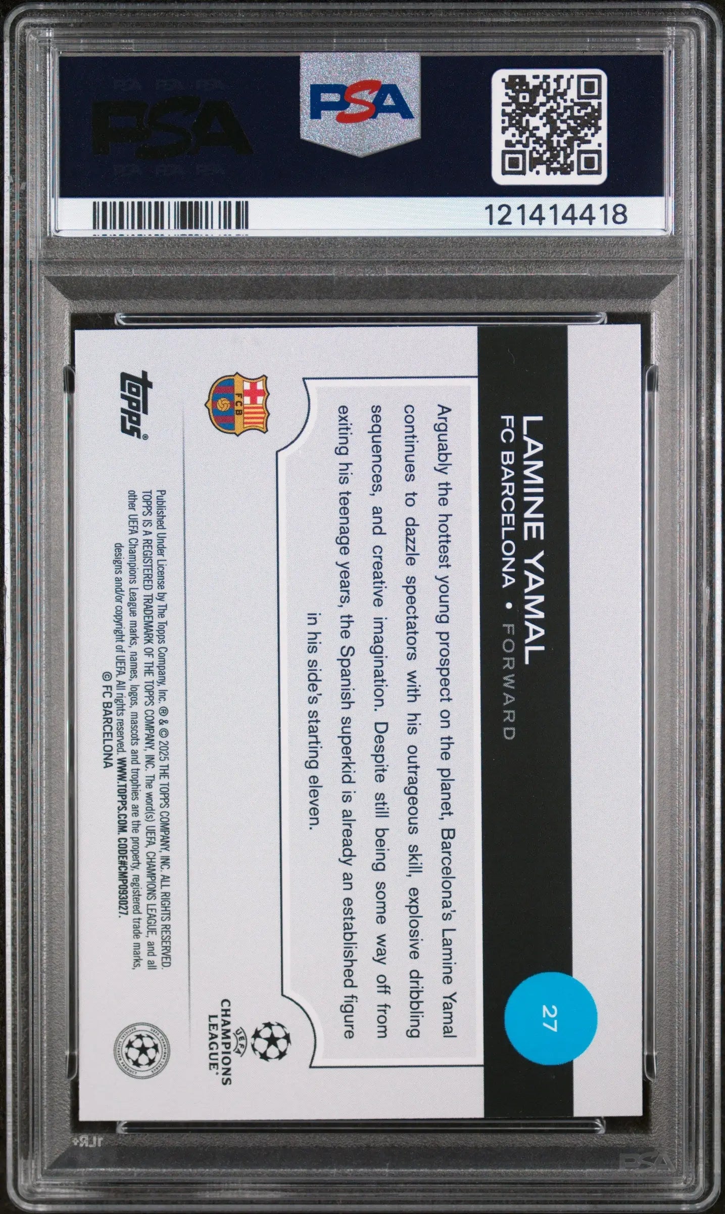 2024-25 Topps UEFA Club Competitions Future Stars Lamine Yamal PSA 10 
