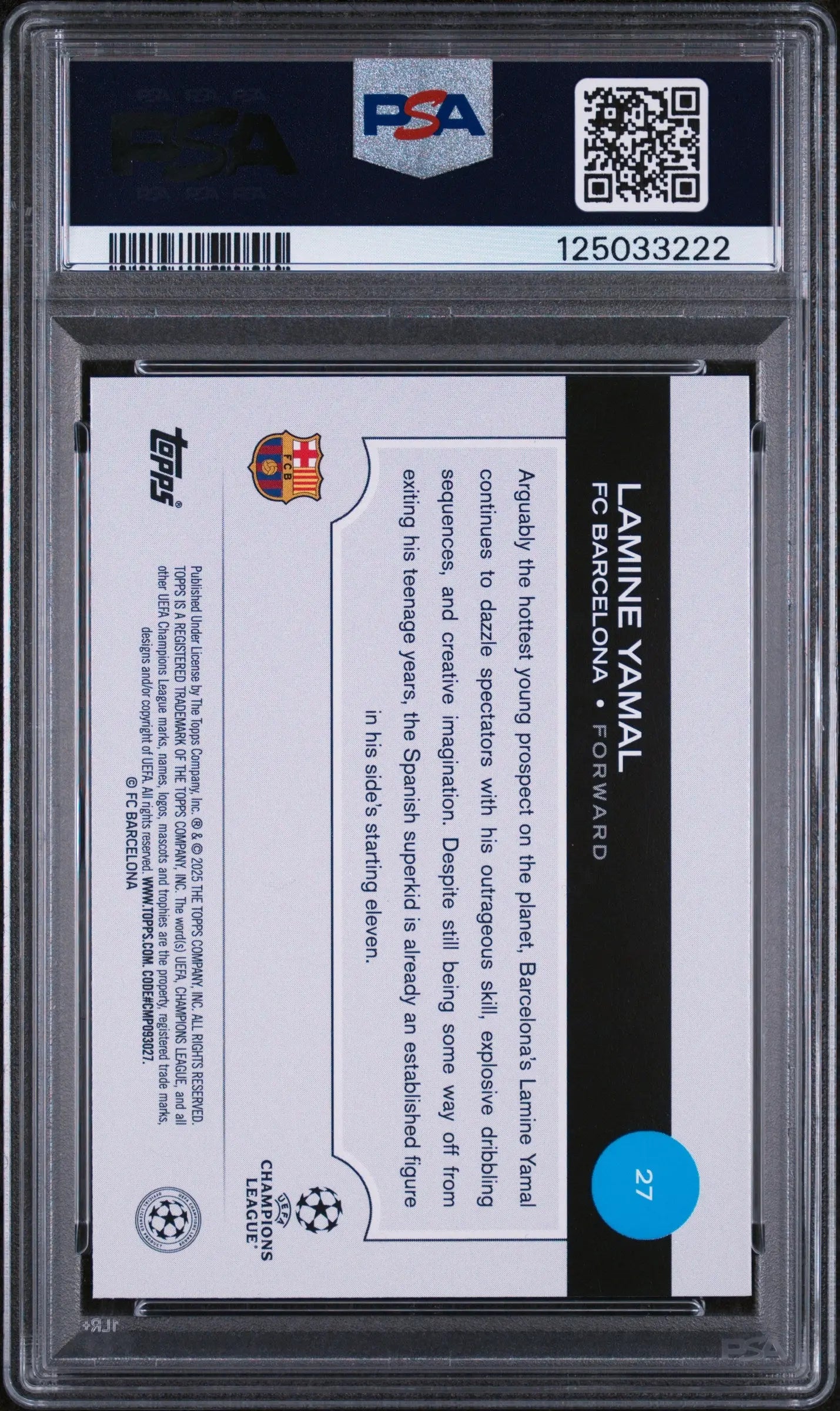2024-25 Topps UEFA Club Competitions Lamine Yamal #27 Northern Lights PSA 10 RC 