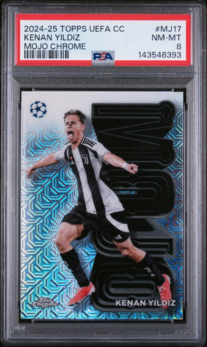 2024-25 Topps UEFA Club Competitions Mojo Chrome Kenan Yildiz SP PSA 8 