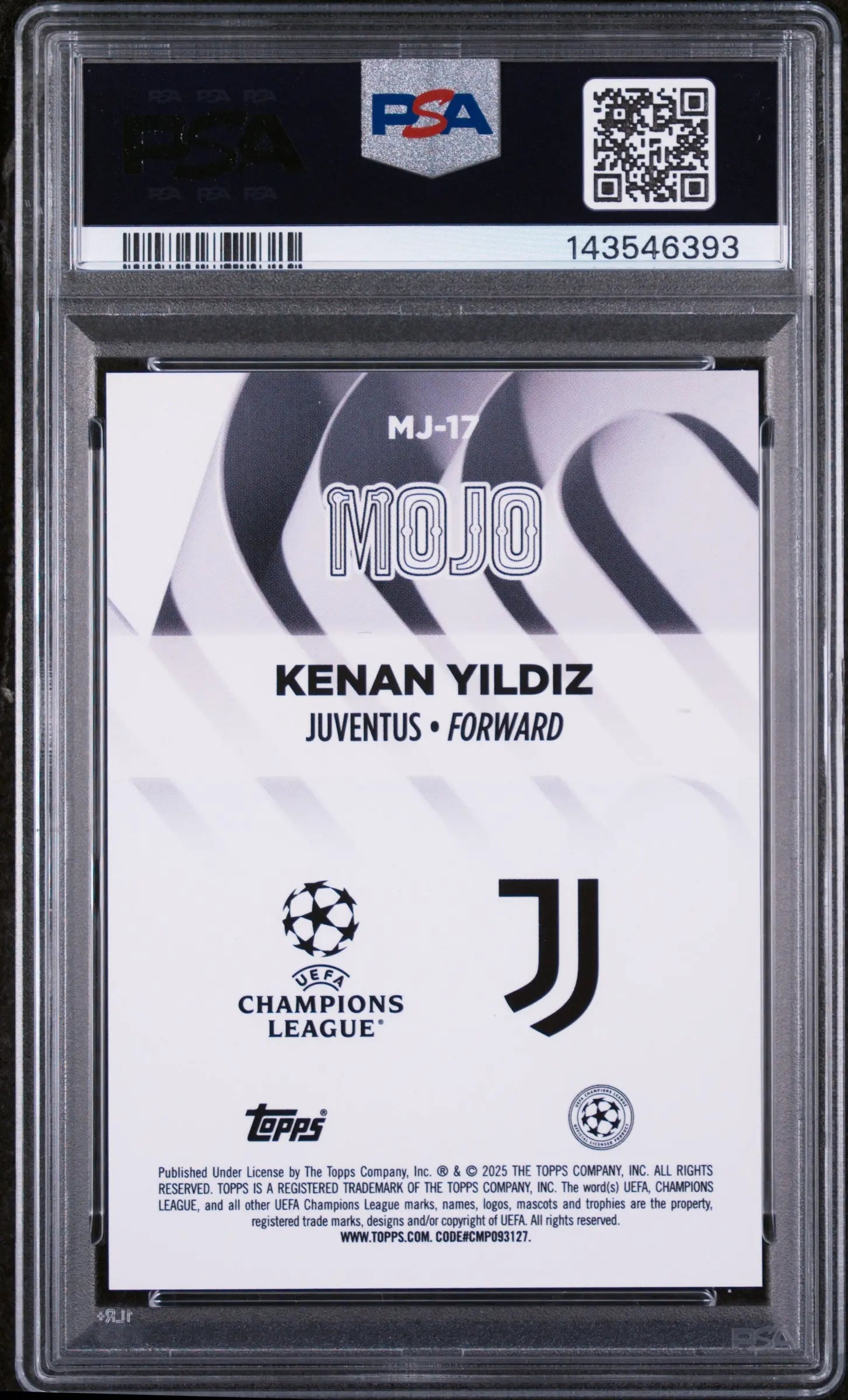 2024-25 Topps UEFA Club Competitions Mojo Chrome Kenan Yildiz SP PSA 8 