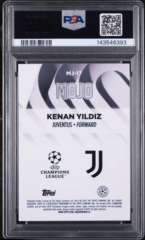 2024-25 Topps UEFA Club Competitions Mojo Chrome Kenan Yildiz SP PSA 8 