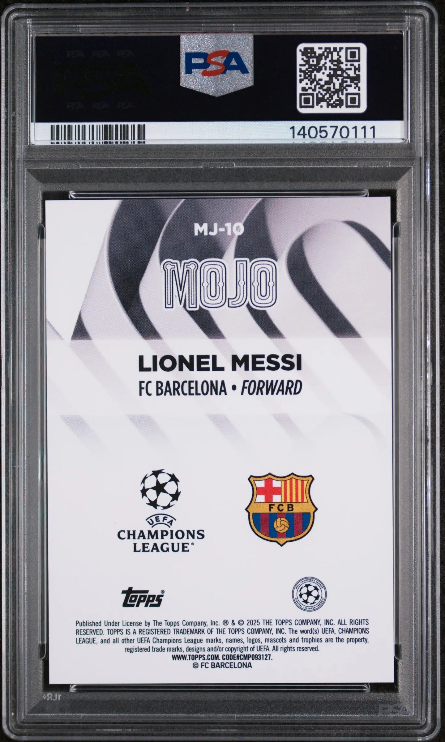 2024-25 Topps UEFA Club Competitions Mojo Chrome Lionel Messi PSA 10 