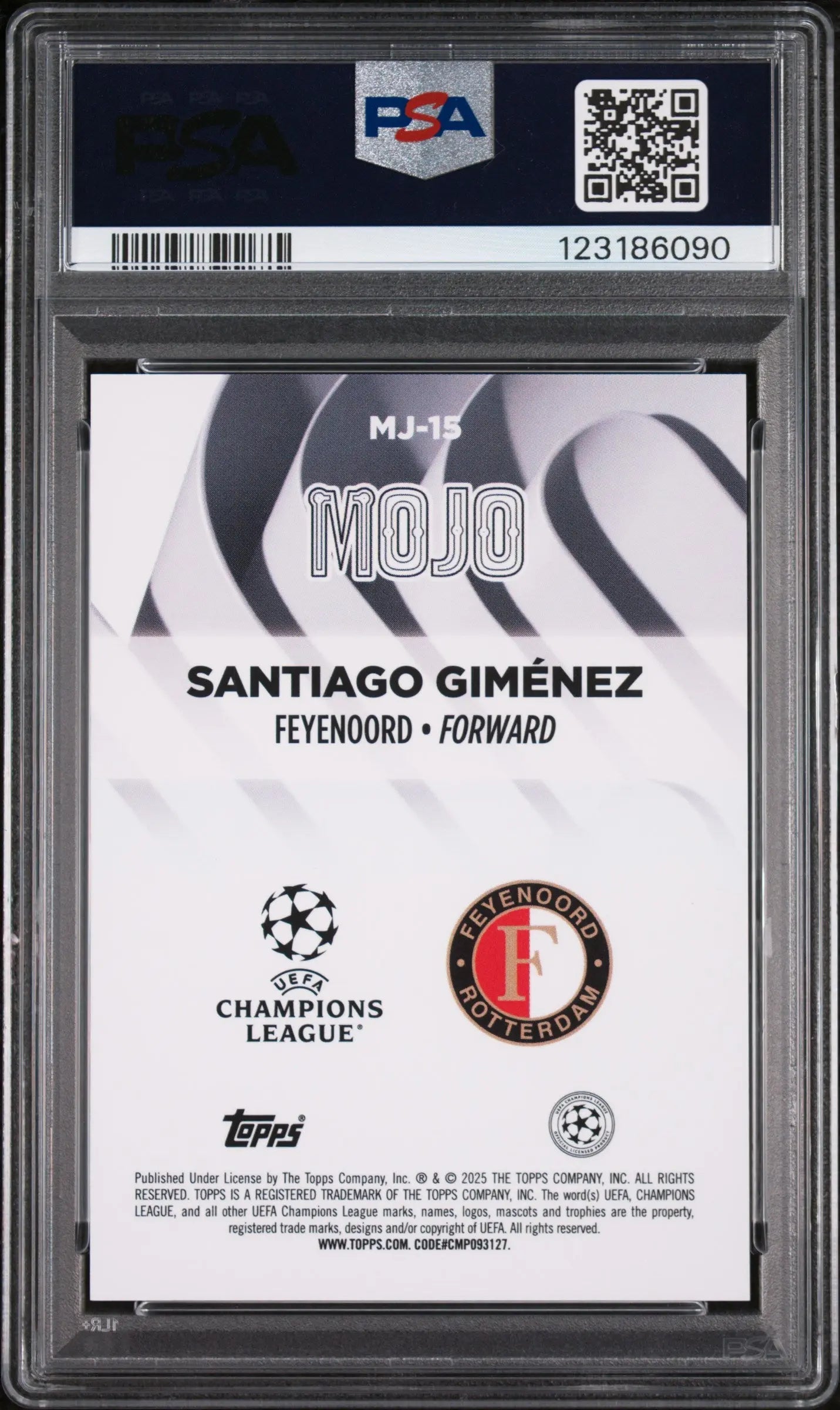 2024-25 Topps UEFA Club Competitions Mojo Chrome Santiago Gimenez PSA 9 