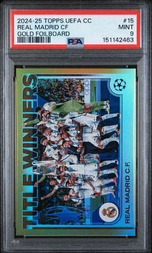 2024-25 Topps UEFA Club Competitions Real Madrid CF Gold Foilboard /50 PSA 9 