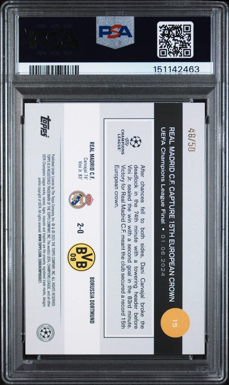 2024-25 Topps UEFA Club Competitions Real Madrid CF Gold Foilboard /50 PSA 9 