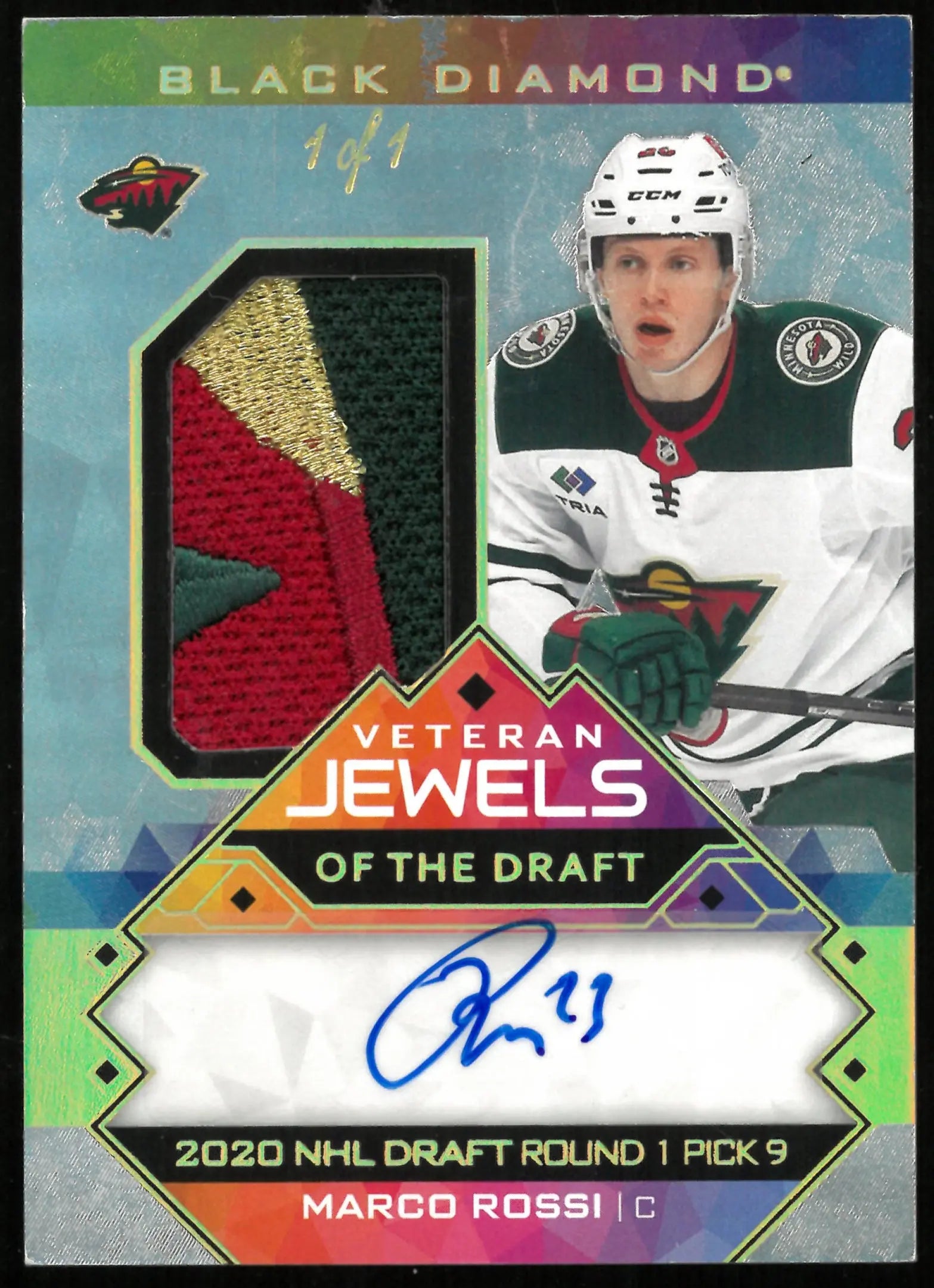 2024-25 UD Black Diamond Marco Rossi Veteran Jewels Of The Draft Patch Auto 1/1 