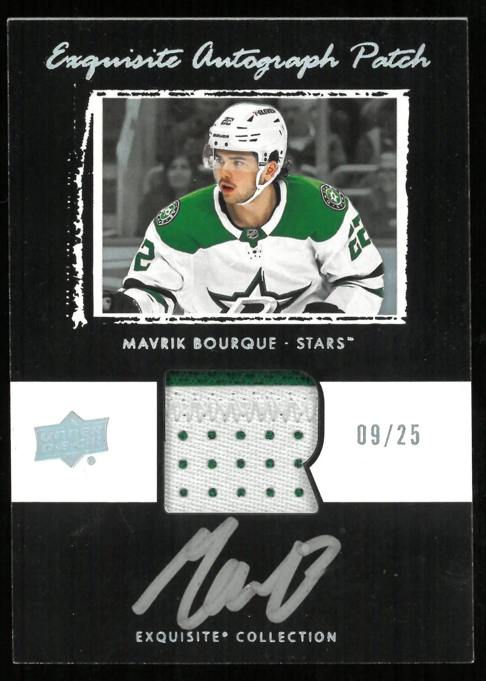 2024-25 UD Exquisite Hockey Mavrik Bourque RC Rookie Patch Auto /25 