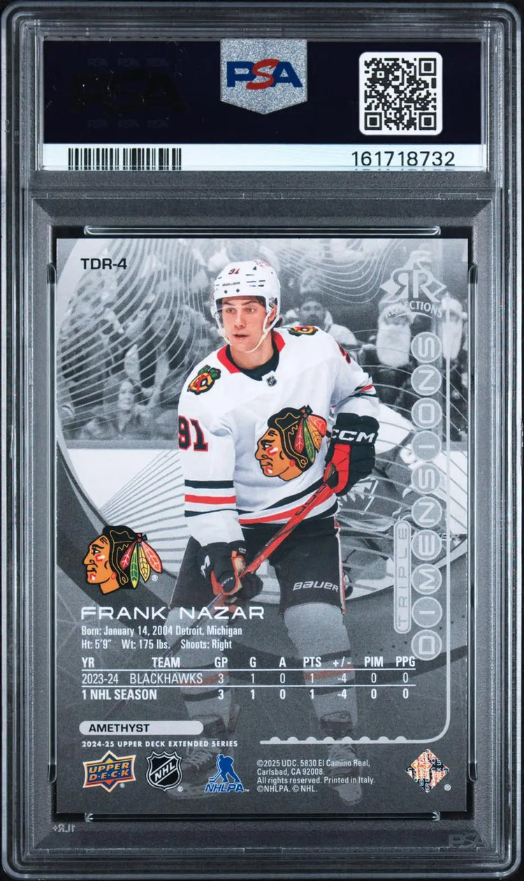 2024-25 UD Extended Series Dimensions Reflections Frank Nazar Amethyst PSA 9 