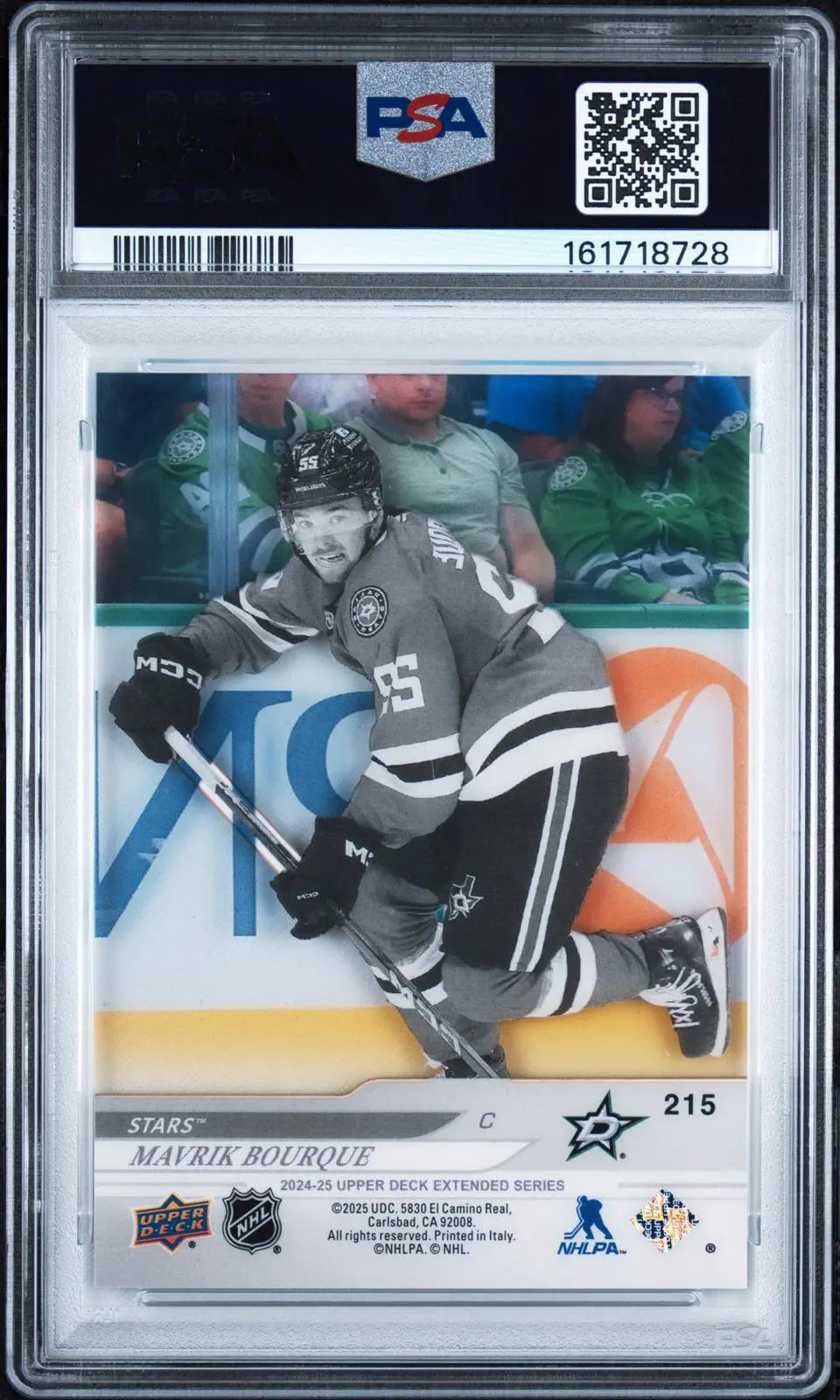 2024-25 UD Extended Young Guns Acetate Rookie Mavrik Bourque RC Clear Cut PSA 9 