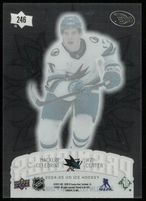 2024-25 UD Ice Hockey Macklin Celebrini RC Rookie Premiers Clear Cut /99 