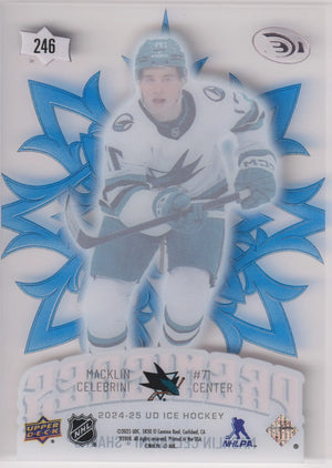 2024-25 UD Ice Premieres Rookie Macklin Celebrini RC Blue /399 