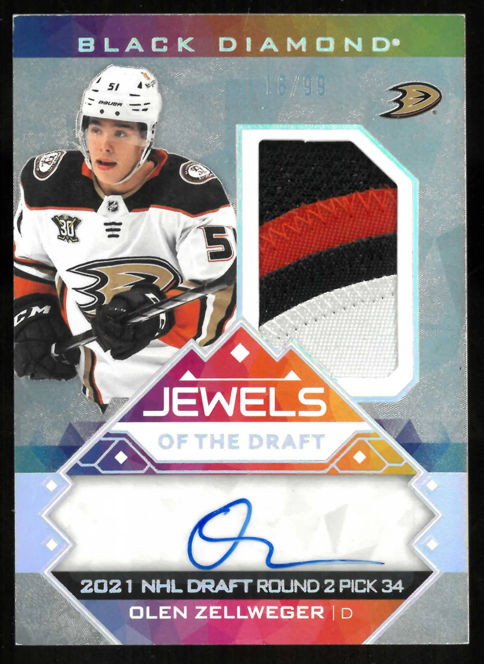 2024-25 UD Jewels of the Draft Rookies Patch Autograph Mavrik Bourque RC /99 