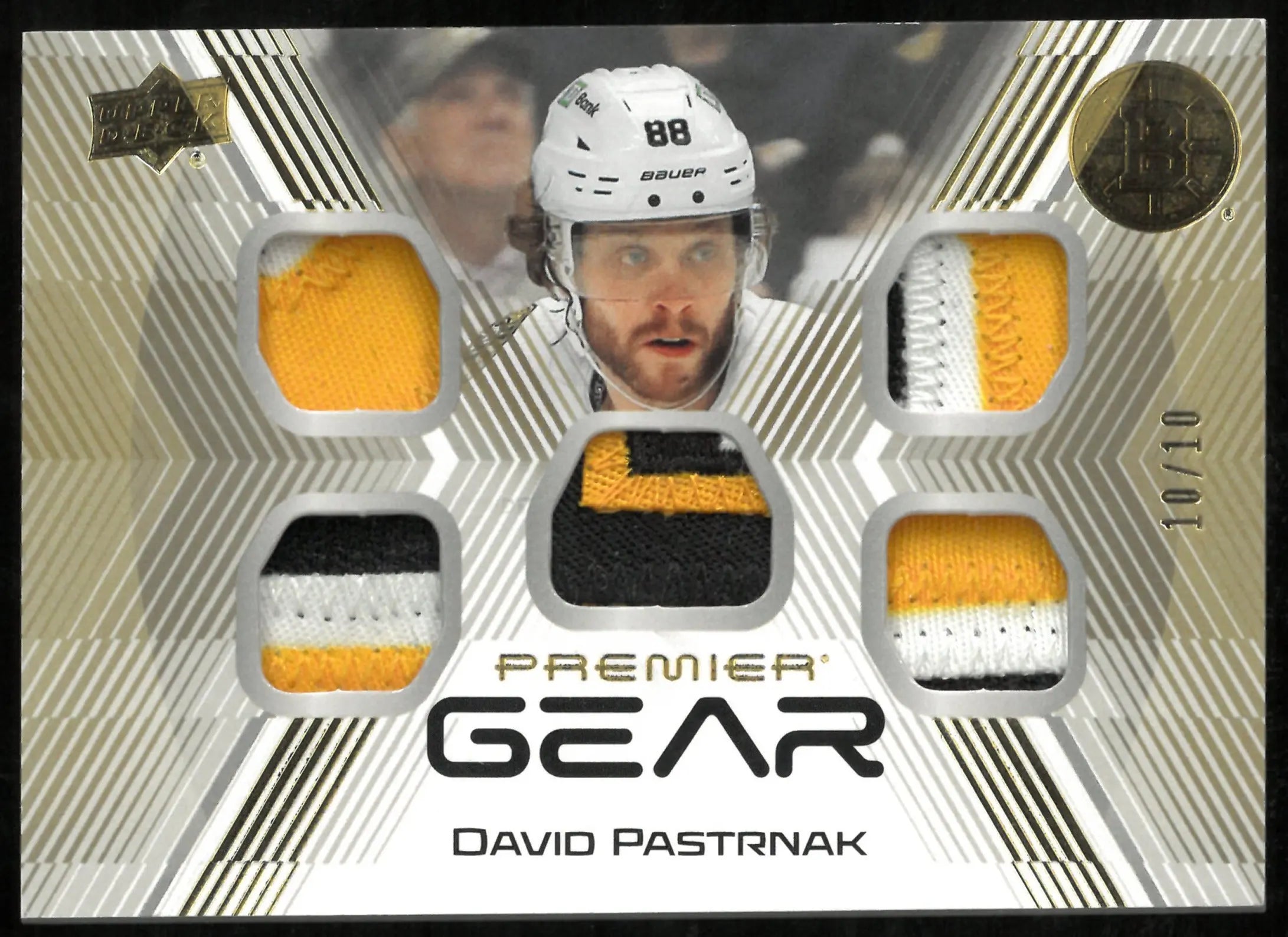 2024-25 UD Premier Gear David Pastrnak 10/10 Cinq tuple Patch 