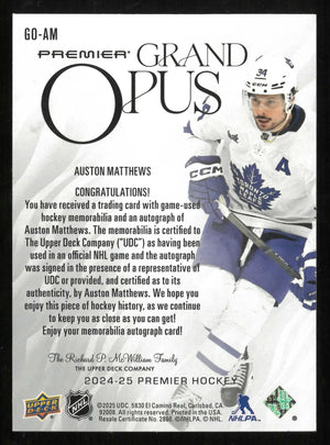 2024-25 UD Premier Hockey Grand Opus Autograph Patch Auston Matthews Auto 1/15 