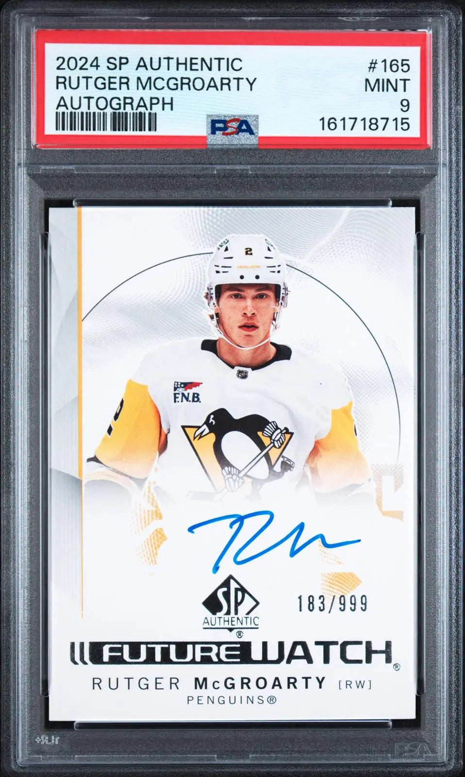 2024-25 UD SP Authentic Future Watch Rookie Auto Rutger McGroarty RC /999 PSA 9 