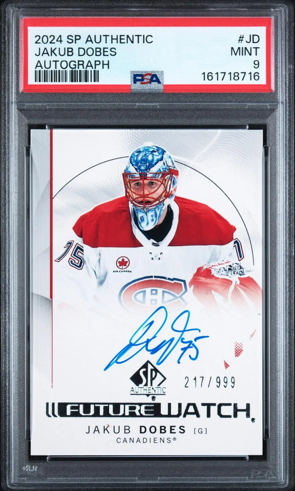 2024-25 UD SP Authentic Future Watch Rookie Autograph Jakub Dobes /999 PSA 9 