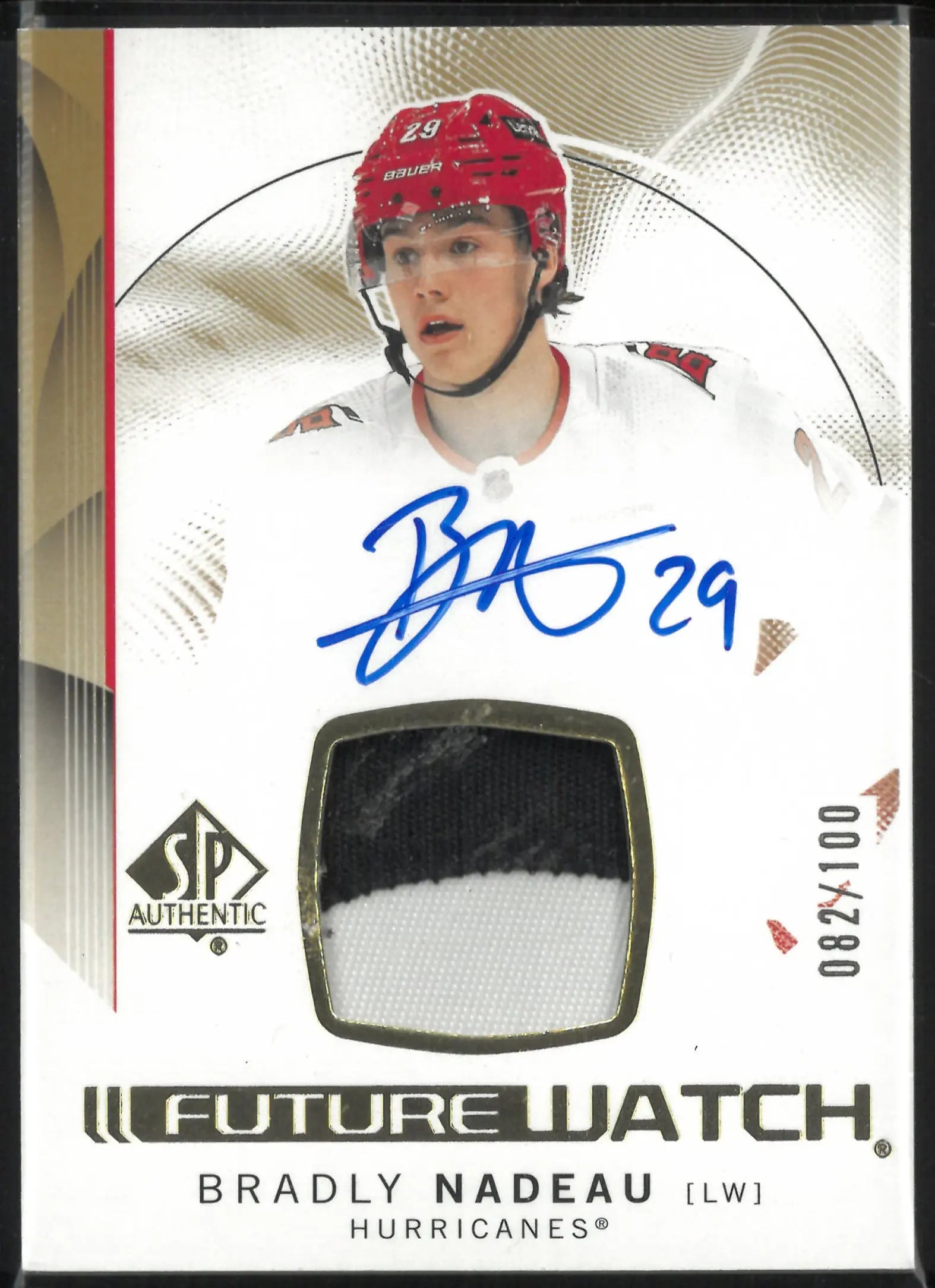 2024-25 UD SP Authentic Future Watch Rookie Patch Autograph Bradly Nadeau/100 RC 