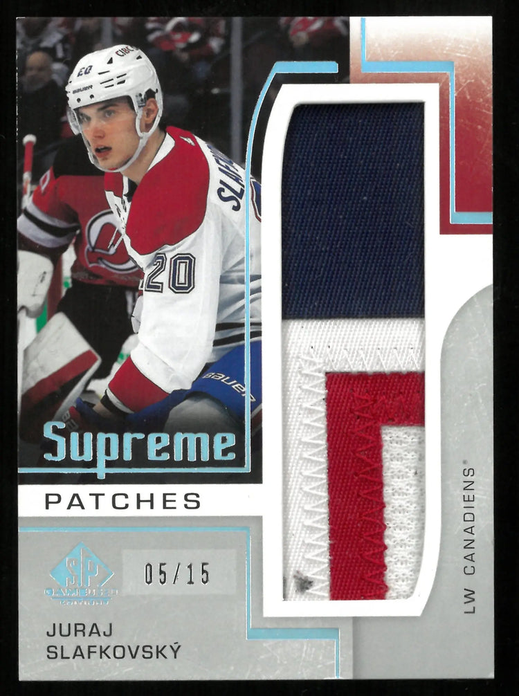 2024-25 UD SP Game Used Juraj Slafkovsky Supreme Tri Color Patch /15 
